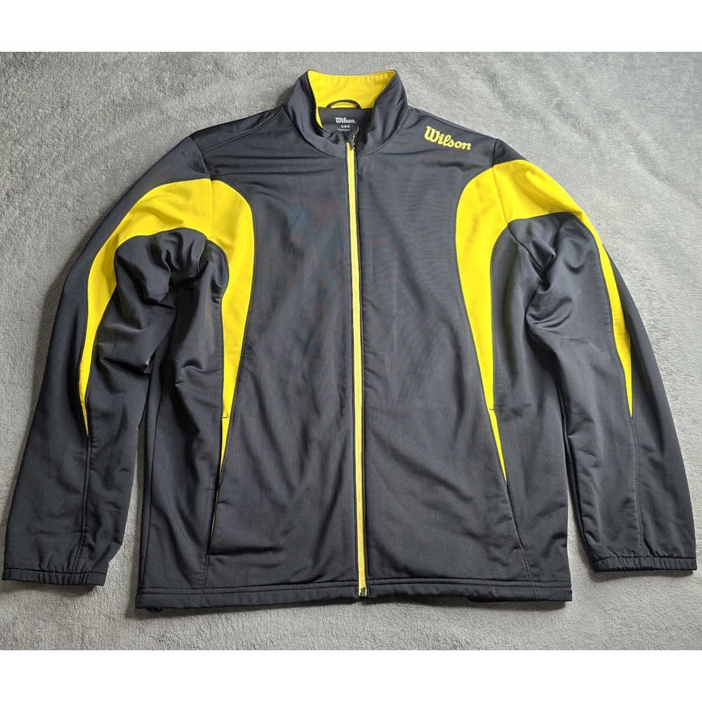 Wilson Night Session Full Zip Jacket Black Yellow Mens Large Tennis Polyester